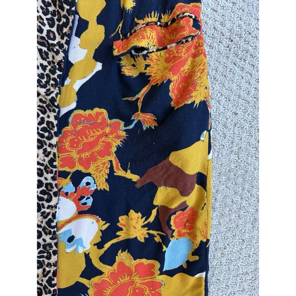 Free People Size S Wild Nights Duster Open Front Floral Print Leopard Trim Boho - Picture 13 of 13